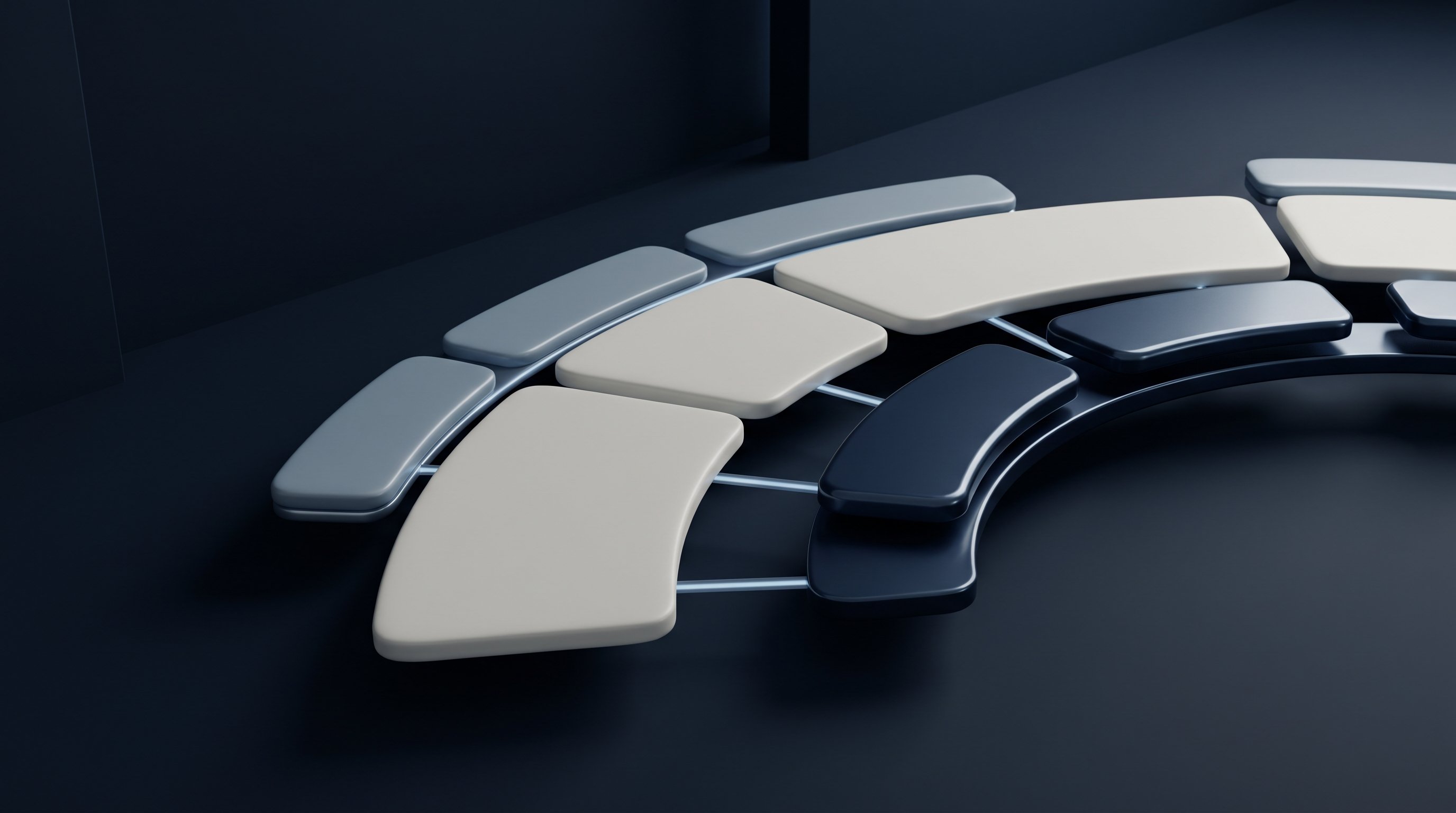 Abstrakte 3D-Visualisierung zum Thema CRM-Automatisierung